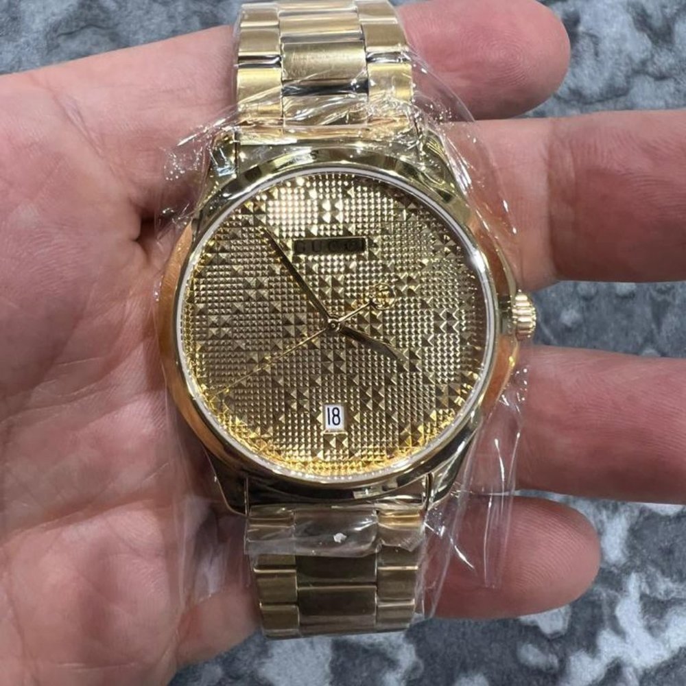 NIB Gucci G-timeless Yellow Gold PVD Wristwatch - Picture 2 of 6